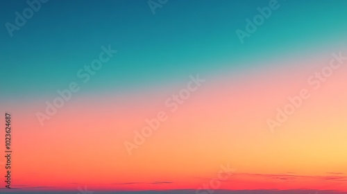 Sunset sky gradient, shimmering with orange and blue hues, like a space scene; red evening sky without clouds.