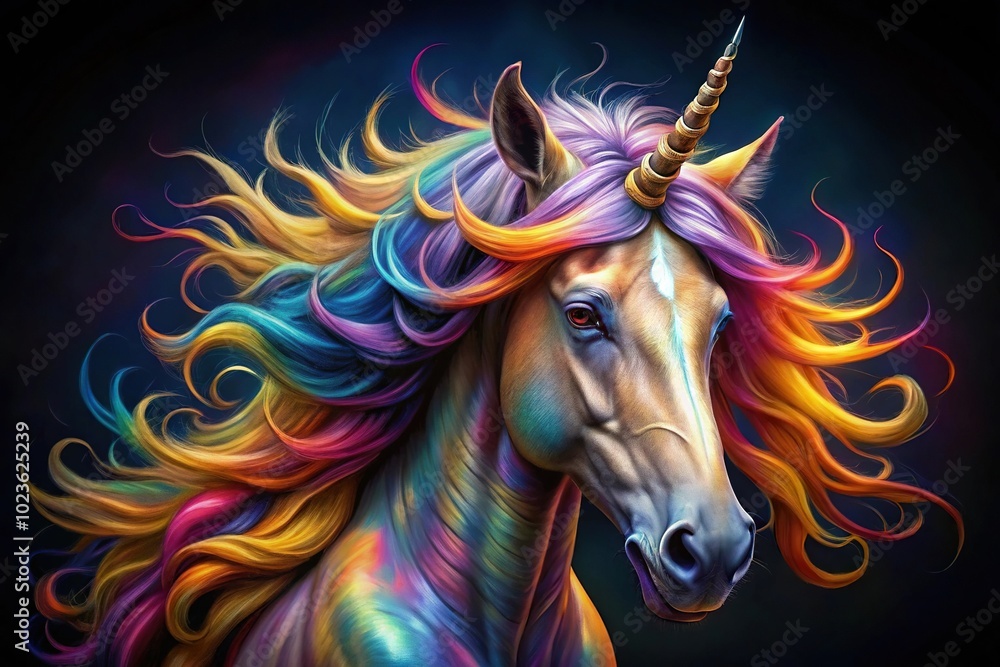 Legendary horse with twisted horn Legendary horse with twisted horn