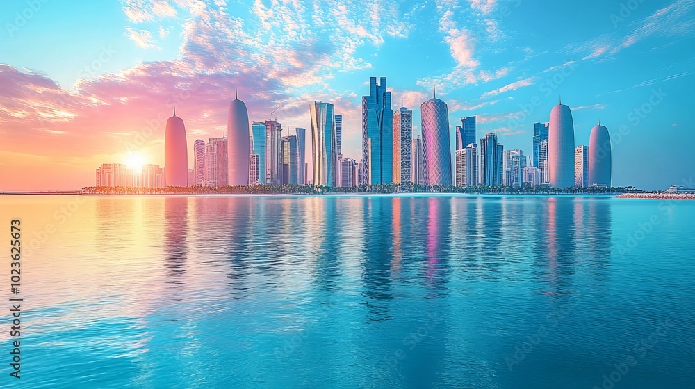 Fototapeta premium Modern city over the water