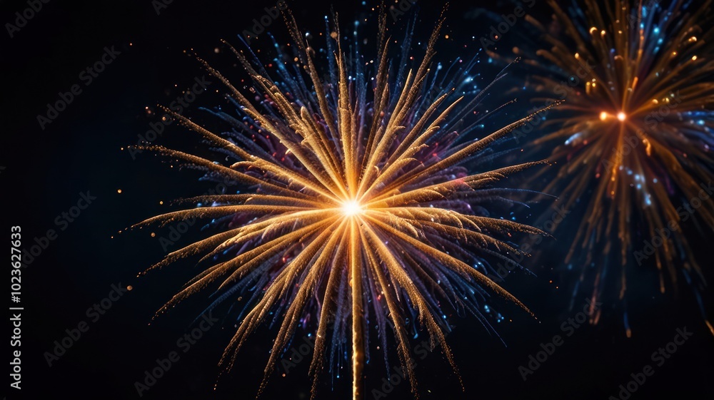 Fototapeta premium A stunning display of fireworks against a night sky, with bright colors and intricate patterns.