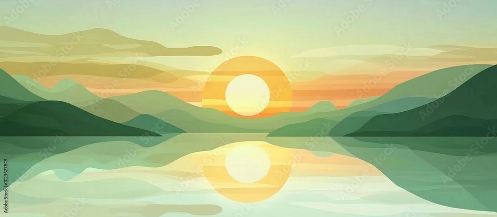 Colorful Sunrise Sky Reflection On Lake Surface As Background Wallpaper Colorful Sunrise Sky Reflection On Lake Surface As Background Wallpaper