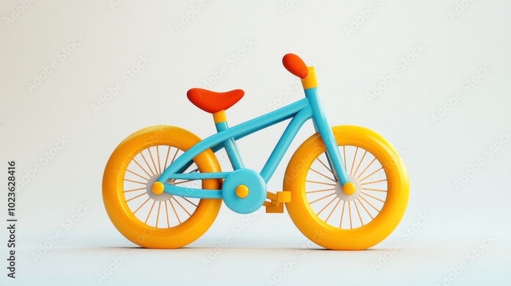 A 3D Render of a Cartoon Blue and Yellow Bicycle A 3D Render of a Cartoon Blue and Yellow Bicycle