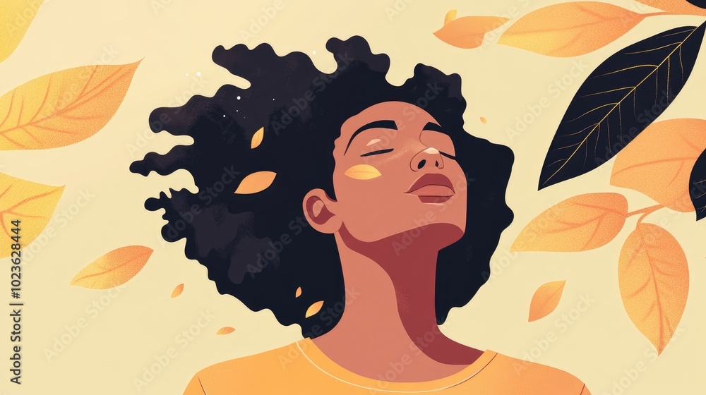 Calm woman with closed eyes engages in deep breathing exercises Modern female figure practicing inhale and exhale techniques for stress relief Flat cartoon illustration Calm woman with closed eyes engages in deep breathing exercises Modern female figure practicing inhale and exhale techniques for stress relief Flat cartoon illustration