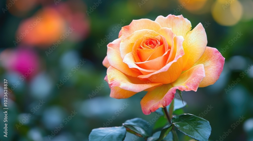 Beautiful Rose Blooming in Lush Garden Beautiful Rose Blooming in Lush Garden