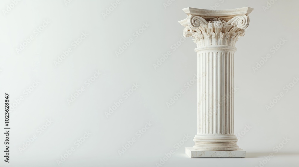 3D rendered illustration featuring a Roman column on a white background for product branding presentation 3D rendered illustration featuring a Roman column on a white background for product branding presentation