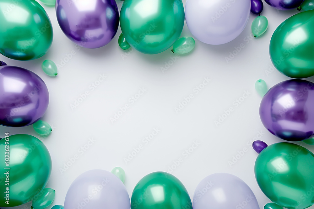 Green and Purple Balloons Frame Green and Purple Balloons Frame