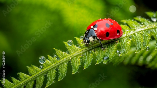 A ladybird on bracken