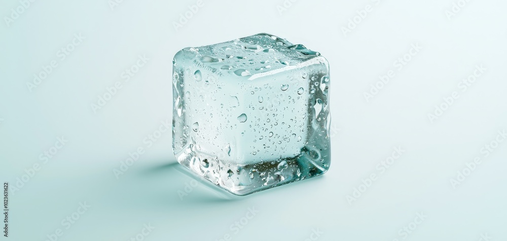 Crystal Clear Ice Cube on Cool Blue Surface - Minimalist Freshness Concept in Soft Light for Beverage Ads and Product Promotion Crystal Clear Ice Cube on Cool Blue Surface - Minimalist Freshness Concept in Soft Light for Beverage Ads and Product Promotion