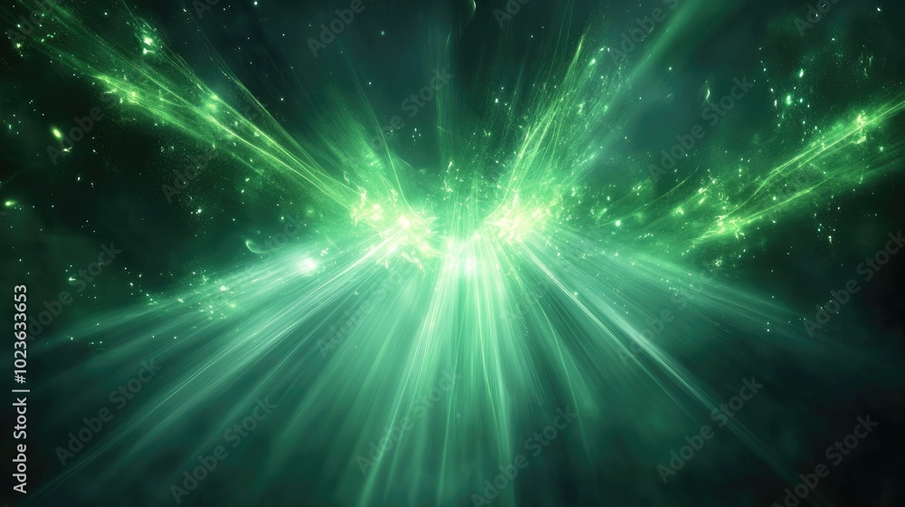 Abstract green fractal background featuring luminous rays of light Abstract green fractal background featuring luminous rays of light