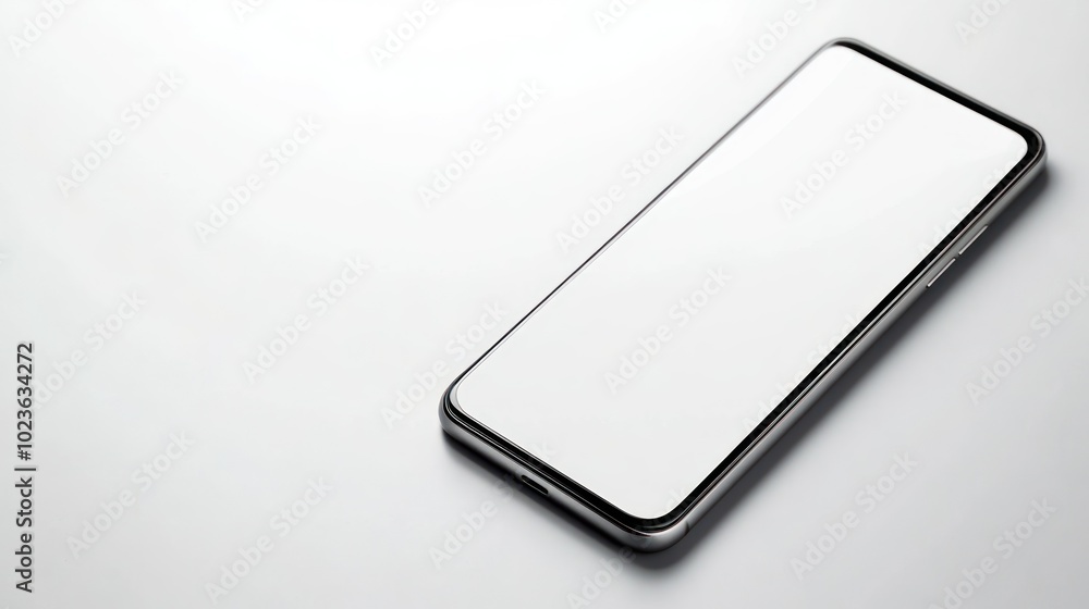 A Sleek, Modern Smartphone with a Blank White Screen A Sleek, Modern Smartphone with a Blank White Screen