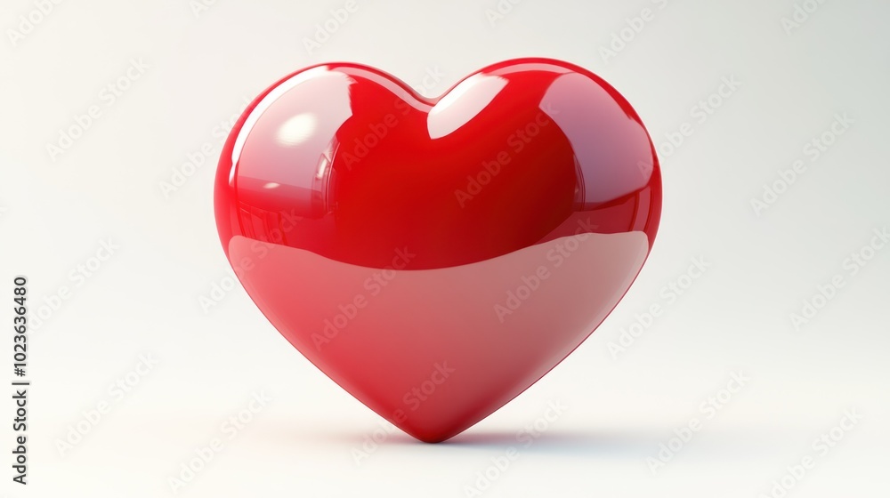 A Shiny Red Heart Shaped Object on a White Background A Shiny Red Heart Shaped Object on a White Background