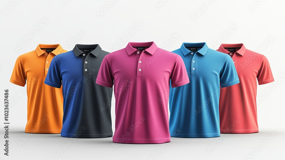 Bright shirts in different colors on a clean white background. Bright shirts in different colors on a clean white background.