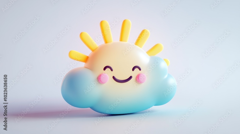 3D Render of a Smiling Sun with a Cloud 3D Render of a Smiling Sun with a Cloud