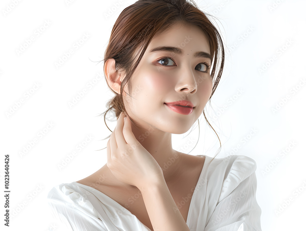 Close-up of female figure on white background Close-up of female figure on white background