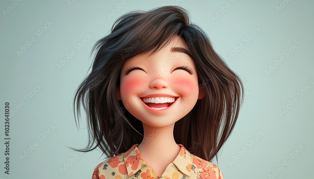 Happy Smiling Laughing Asian Child with Short Hair in Front of Plain Background Happy Smiling Laughing Asian Child with Short Hair in Front of Plain Background