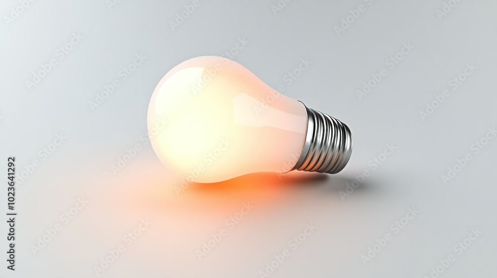 A Lit Light Bulb Laying On Its Side On A Gray Background A Lit Light Bulb Laying On Its Side On A Gray Background