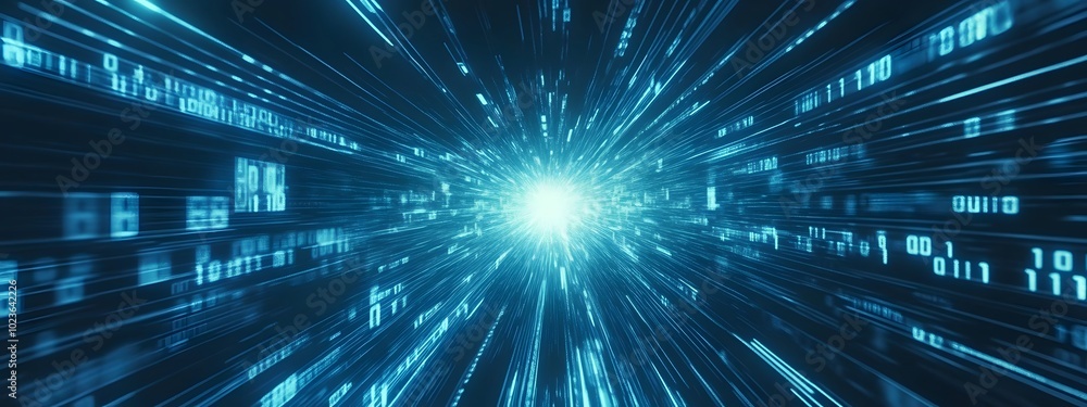 Obraz premium Digital binary code background with blue color, representing data and technology