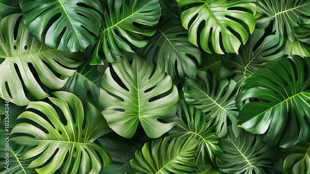Palm tree leaves laid out in flat lay, top view. Palm tree leaves laid out in flat lay, top view.
