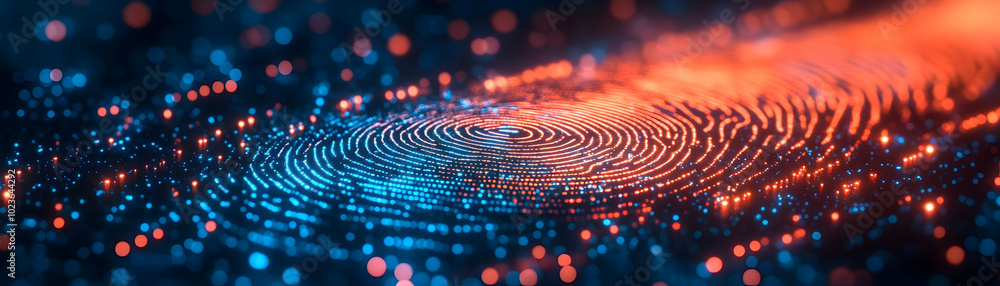 Macro Shot of AI Enhanced Fingerprint Scanner with Glowing Patterns - Close Up on Detailed Identification Technology Indicating Growth, Security, and AI Expertise in Photo Stock Concept Macro Shot of AI Enhanced Fingerprint Scanner with Glowing Patterns - Close Up on Detailed Identification Technology Indicating Growth, Security, and AI Expertise in Photo Stock Concept