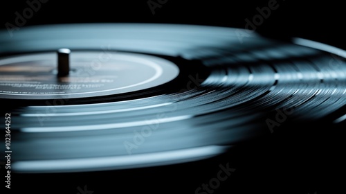 A spinning vinyl record emits soft melodies under warm, ambient lighting