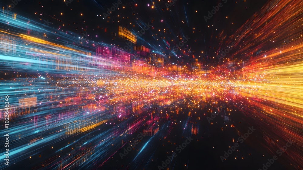 Multiple sensor inputs merging into a cohesive visual output, representing data fusion, sensors of different types converging with vivid streams of color and light, holographic overlays displaying Multiple sensor inputs merging into a cohesive visual output, representing data fusion, sensors of different types converging with vivid streams of color and light, holographic overlays displaying