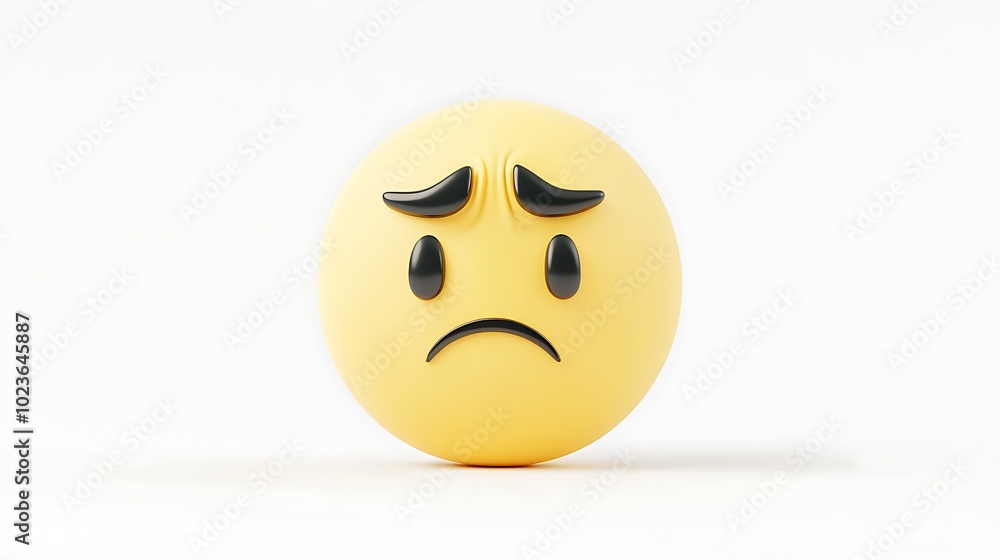 Fototapeta premium 3D Sad Yellow Face Emoji