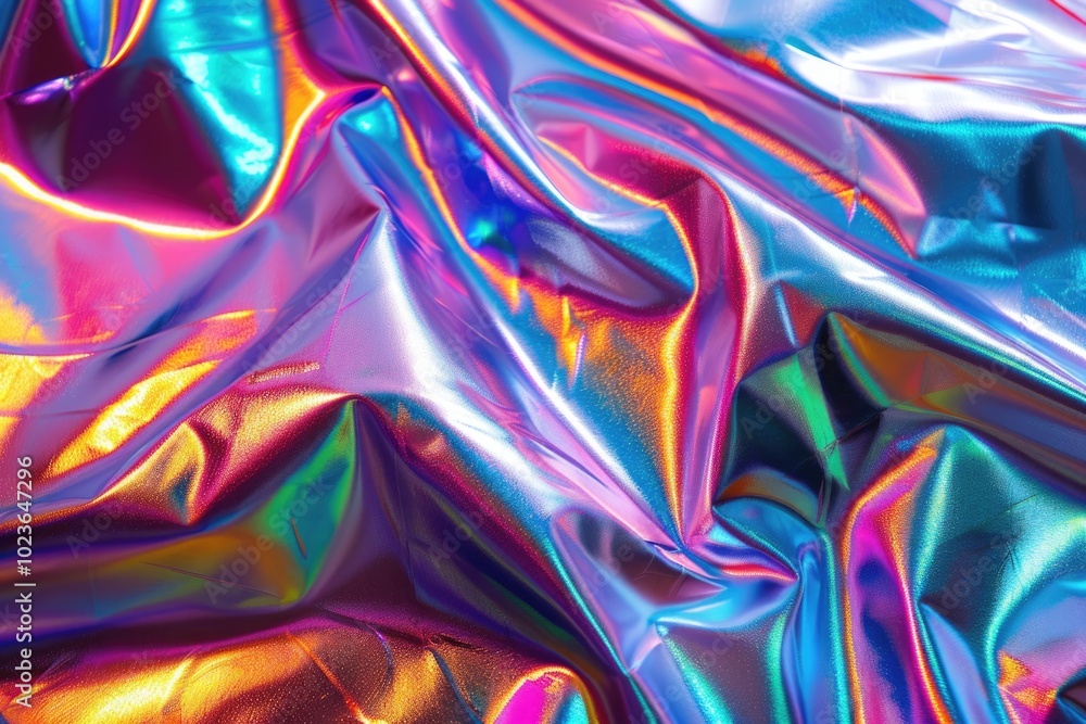 Fototapeta premium Holographic rainbow foil iridescent texture abstract hologram background