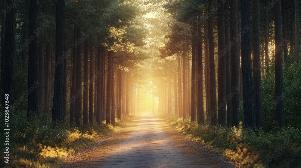 Fototapeta premium A Path Through a Sunlit Forest