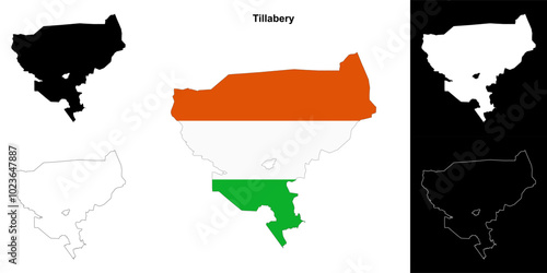 Tillabery region outline map set photo