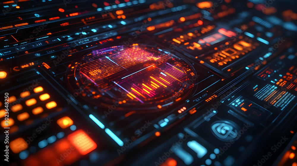 3D Close Up of Futuristic Strategic Budgeting Interface with Holographic Projections for Advanced Financial Management in High-Tech Corporate Setting 3D Close Up of Futuristic Strategic Budgeting Interface with Holographic Projections for Advanced Financial Management in High-Tech Corporate Setting