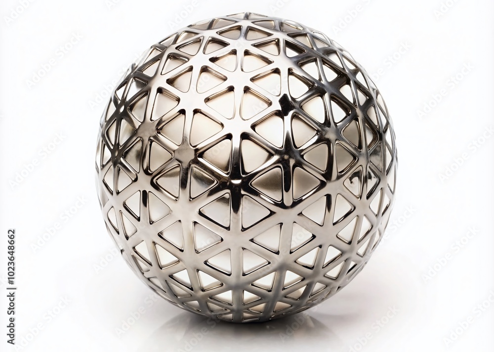 A highly reflective, polished metal sphere rests alone on a pure white background, highlighting its sleek, modern aesthetic and intricate mirrored surface details. A highly reflective, polished metal sphere rests alone on a pure white background, highlighting its sleek, modern aesthetic and intricate mirrored surface details.