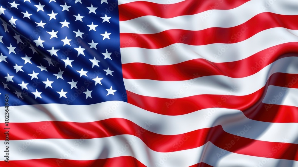 Fototapeta premium A waving American flag symbolizing patriotism and national identity.