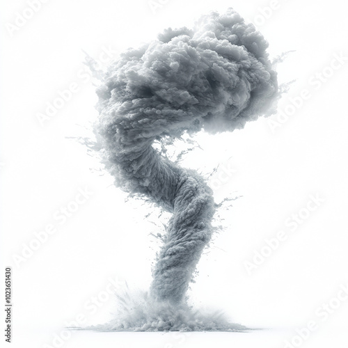 Tornado, funnel cloud twisting in mid-air, no ground contact, isolated on a clean white background photo