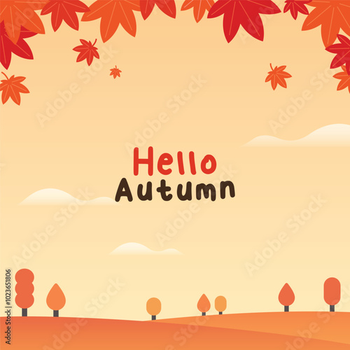 Simple and cute vector autumn background