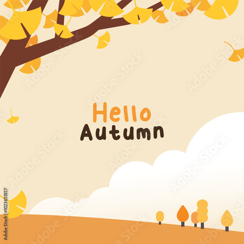 Simple and cute vector autumn background