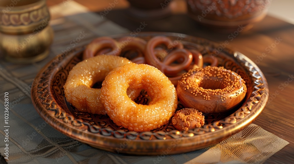 Exquisite Nepalese Tihar Delights Sel Roti Rice Doughnuts and Jerry Sweet Pretzels on Festive Platter Exquisite Nepalese Tihar Delights Sel Roti Rice Doughnuts and Jerry Sweet Pretzels on Festive Platter
