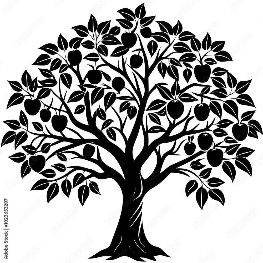 Obraz premium apricot-tree-silhouette