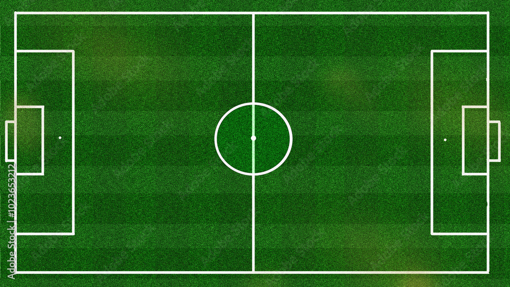 Fototapeta premium Football or soccer pitch that represented football fever and generations of football fans green grass