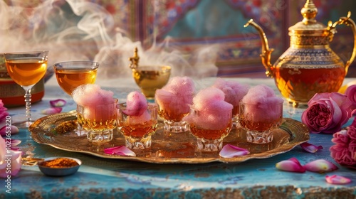 Exotic Elegance RoseFlavored Pashmak and Saffron Tea Delight photo