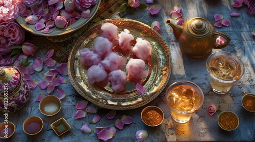 Exotic Elegance RoseFlavored Pashmak and Saffron Tea Delight photo