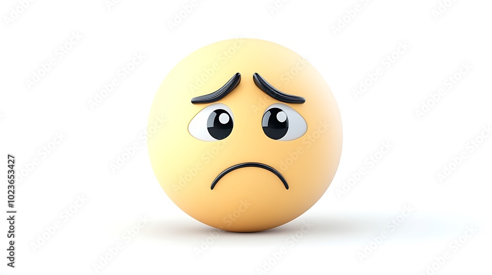 Fototapeta premium 3D Sad Yellow Face Emoji