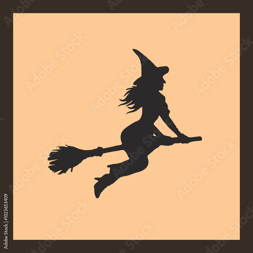 Halloween witch Vector illustration silhouette 
