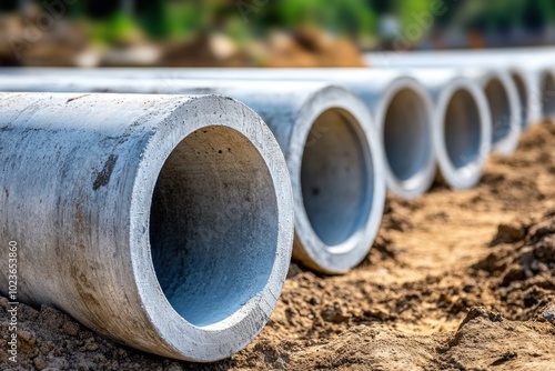 Wallpaper Mural Concrete Pipes Laid in a Trench on a Construction Site Torontodigital.ca