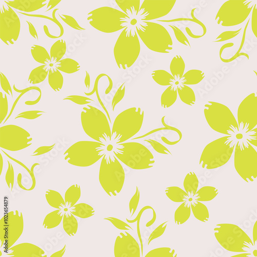 White background vector seamless pattern with delicate flowers for textile and fabric print and other uses.