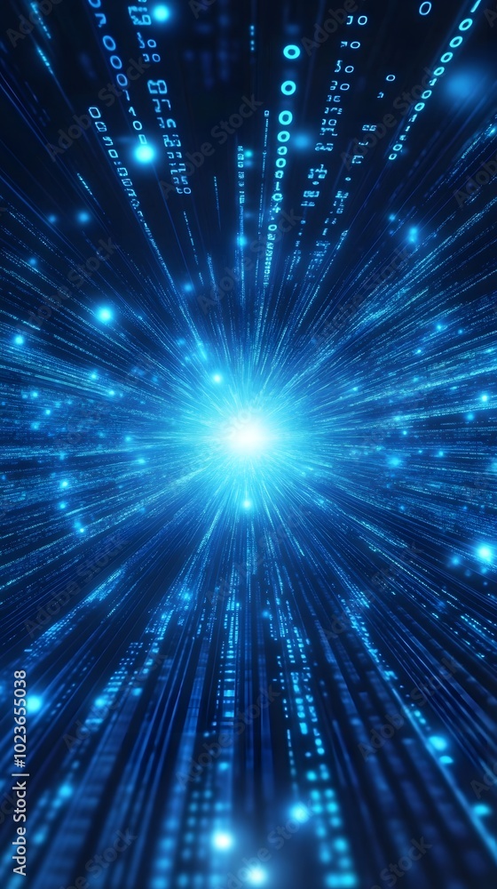 Obraz premium Digital binary code background with blue color, representing data and technology