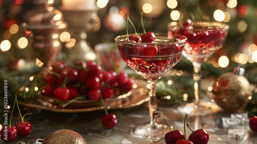 Cherries of Celebration Vibrant Fruit Adorned Holiday Table Setting Cherries of Celebration Vibrant Fruit Adorned Holiday Table Setting