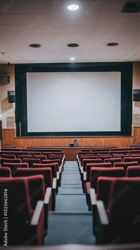 Empty Auditorium with Large Projection Screen Empty Auditorium with Large Projection Screen