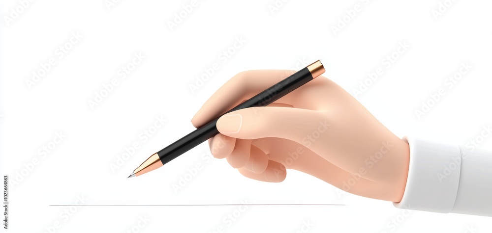 A contract signing clipart, legal agreement, realistic hand holding pen, 3D illustration, isolated on white background A contract signing clipart, legal agreement, realistic hand holding pen, 3D illustration, isolated on white background