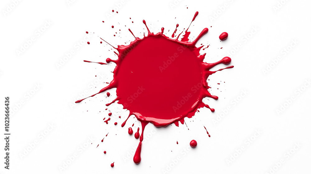 Obraz premium Deep red splash on white paper creates striking visual impact