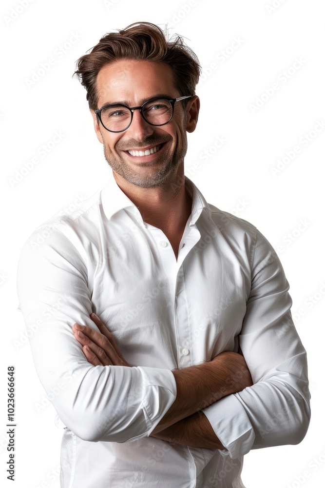 Confident smiling man in glasses Confident smiling man in glasses
